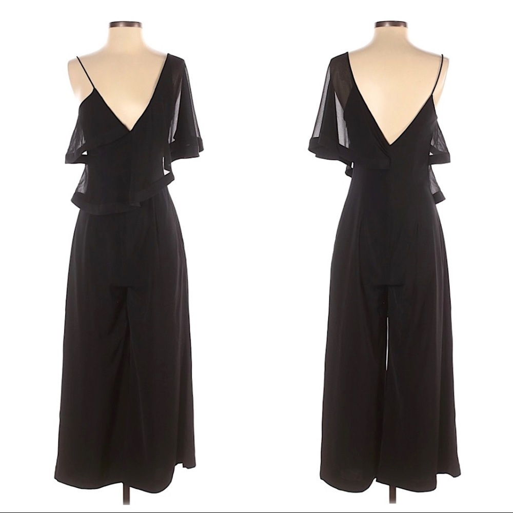 NEW Keepsake The Label Black No Love Asymmetrical Jumpsuit Cropped Small Revolve